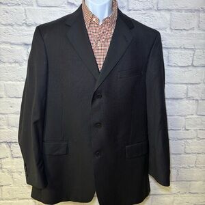Daniel Cremieux Loro Piana Wool Suit Jacket 44L Black Gray Pinstripe  Italy USA
